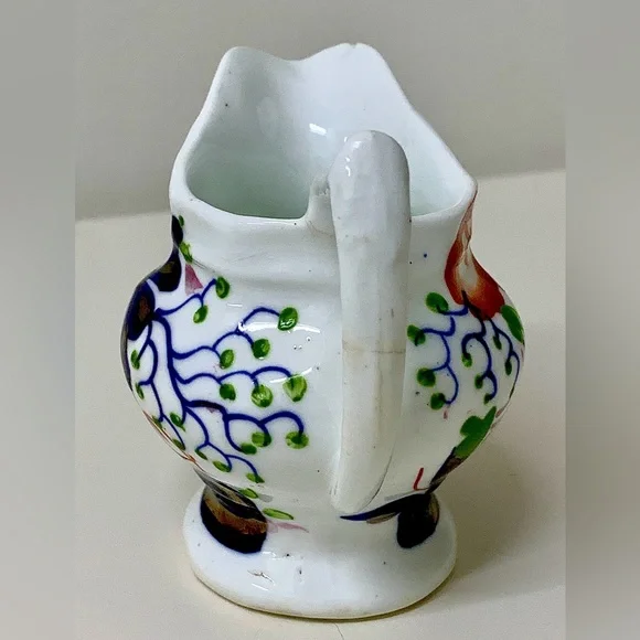 19th Century Antique Gaudy Welsh Forget Me Not Pattern Miniature Jug Pitcher